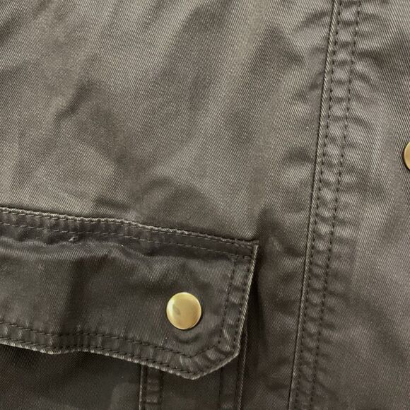 J. Crew Downtown Field Jacket Sz Med Petite Waxed Cotton Mossy Brown - Picture 5 of 8